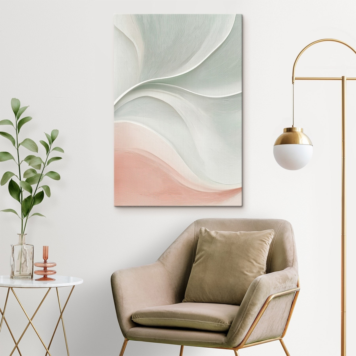 Valuri abstracte roz-bej — interior 3