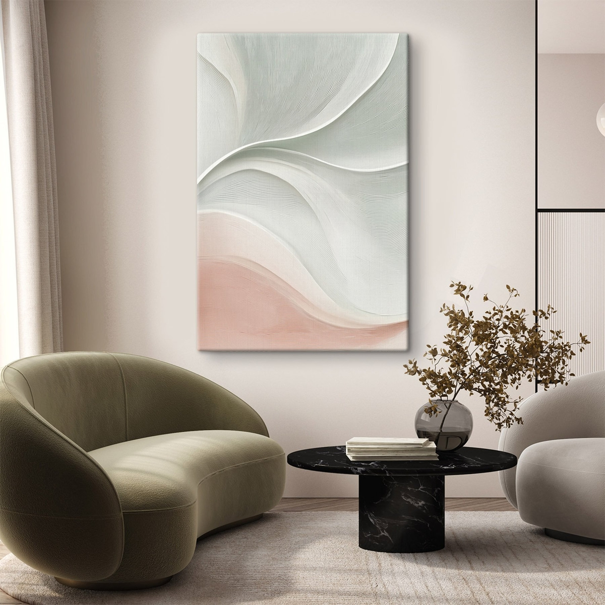 Valuri abstracte roz-bej — interior 2