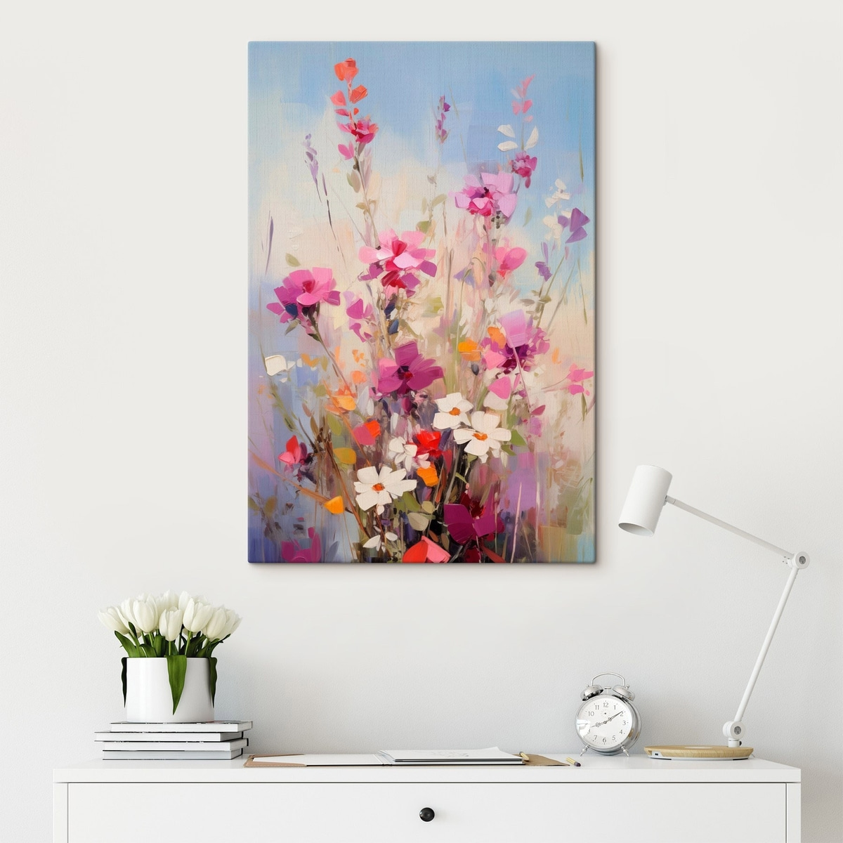 Flori roz, fundal pastel — interior 2