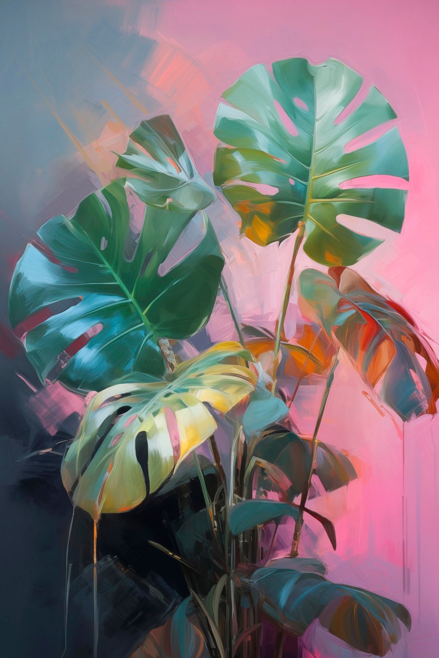 Monstera roz și mov — design complet