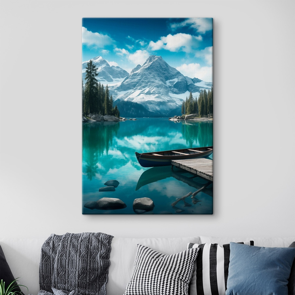 Lac alpin cu canoe — interior 1