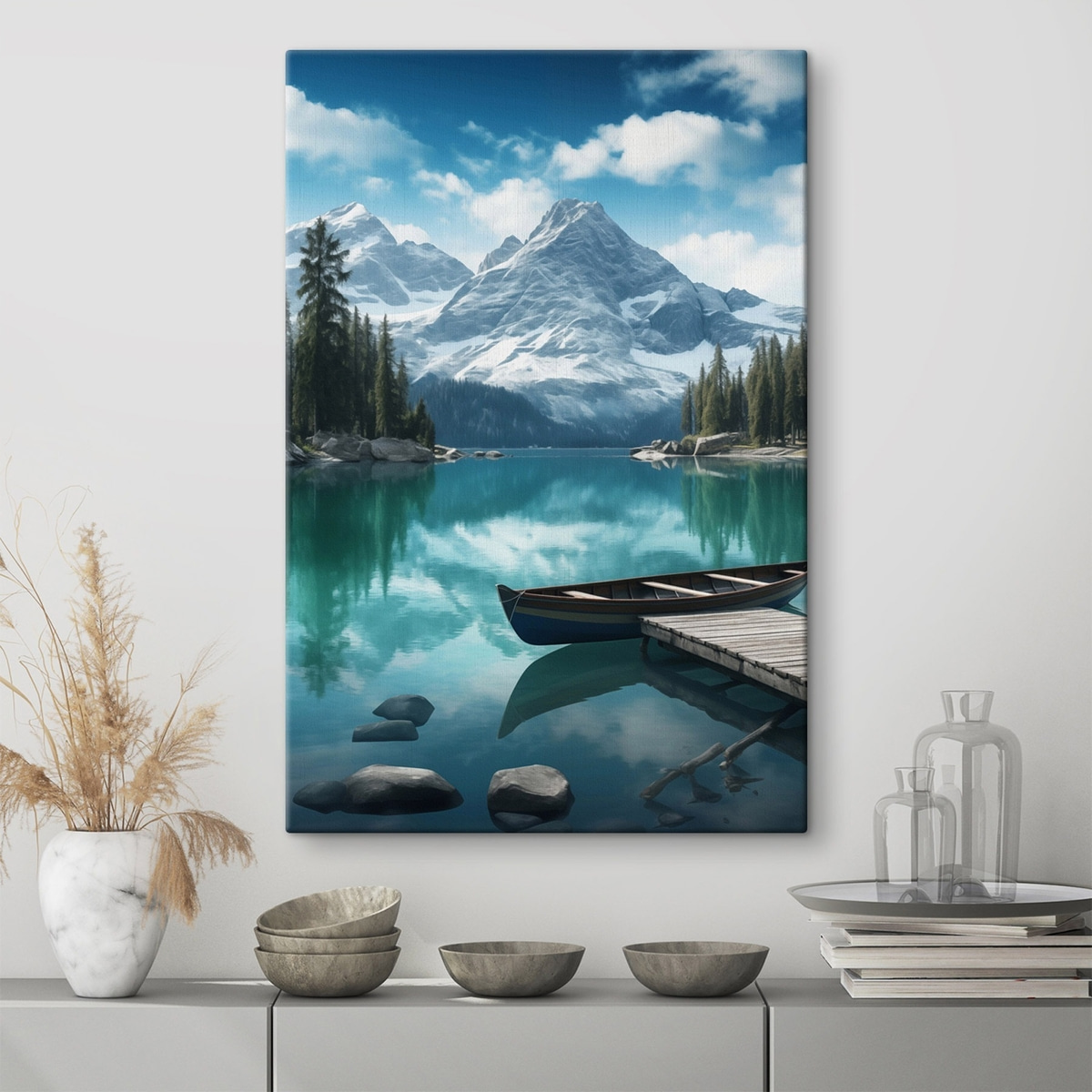 Lac alpin cu canoe — interior 3