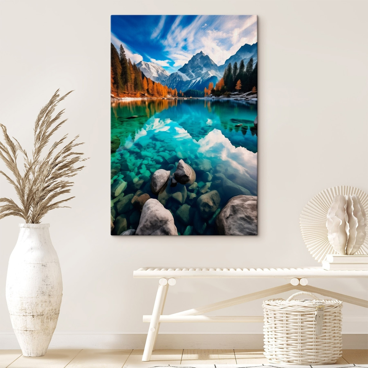 Lac de munte, larici — interior 1