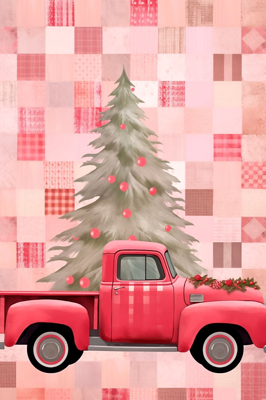 Camion retro cu brad — design complet