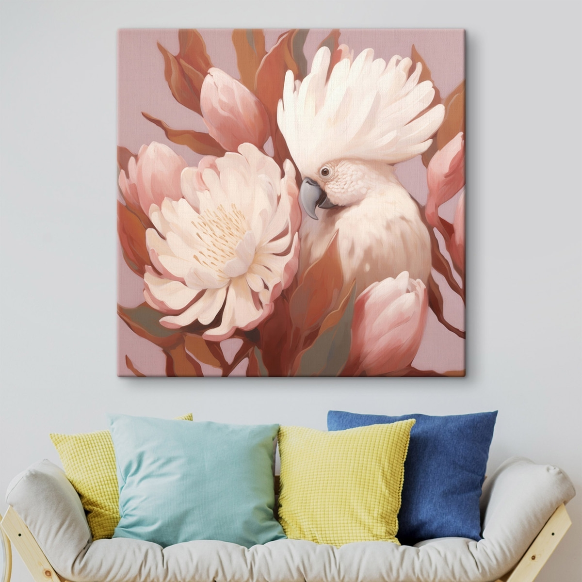 Pasăre în compoziție florală — interior 2