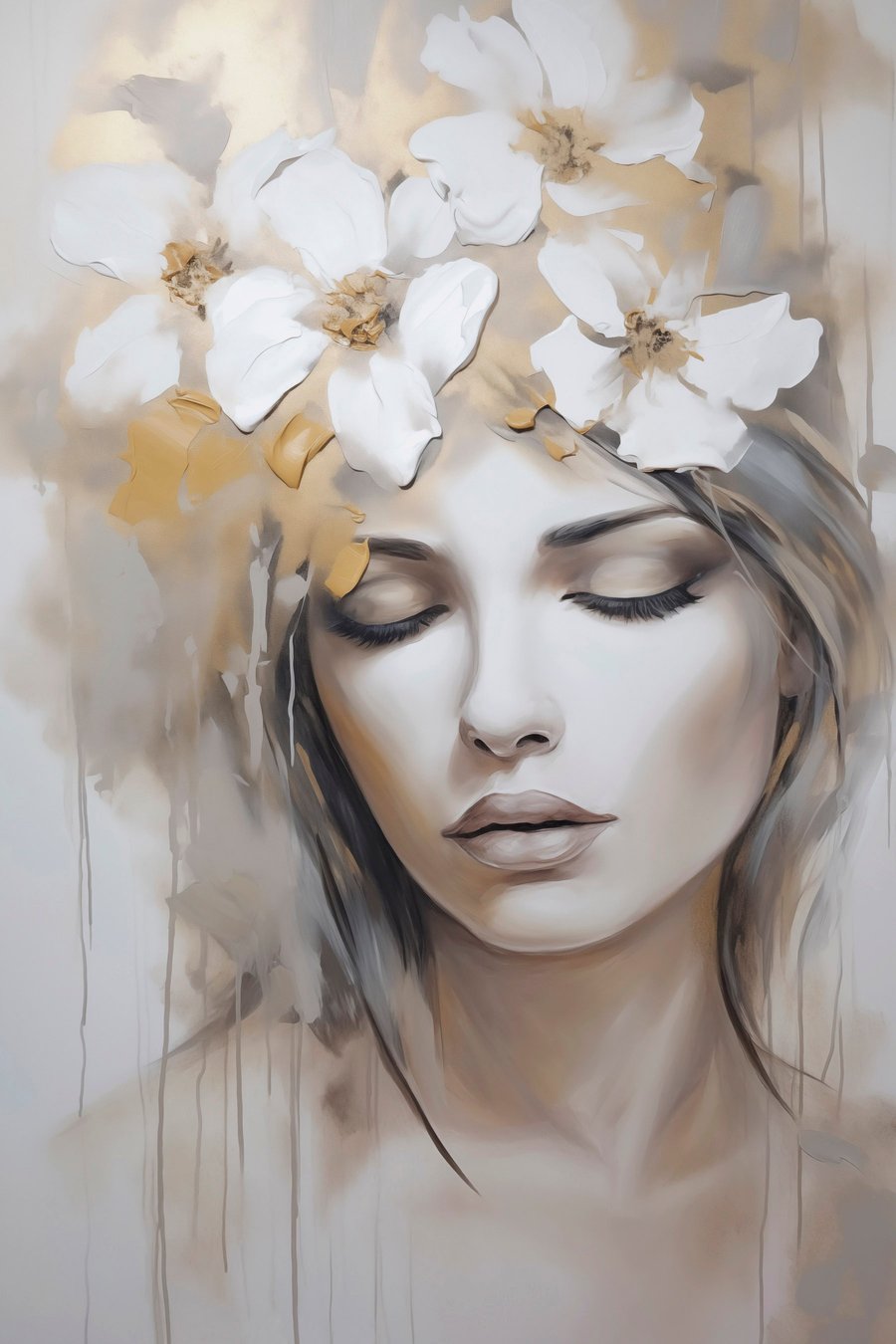 Portret pictural cu flori — design complet