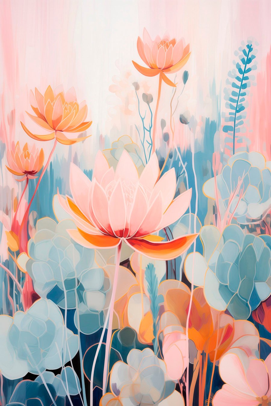 Lotuși și frunze decorative — design complet