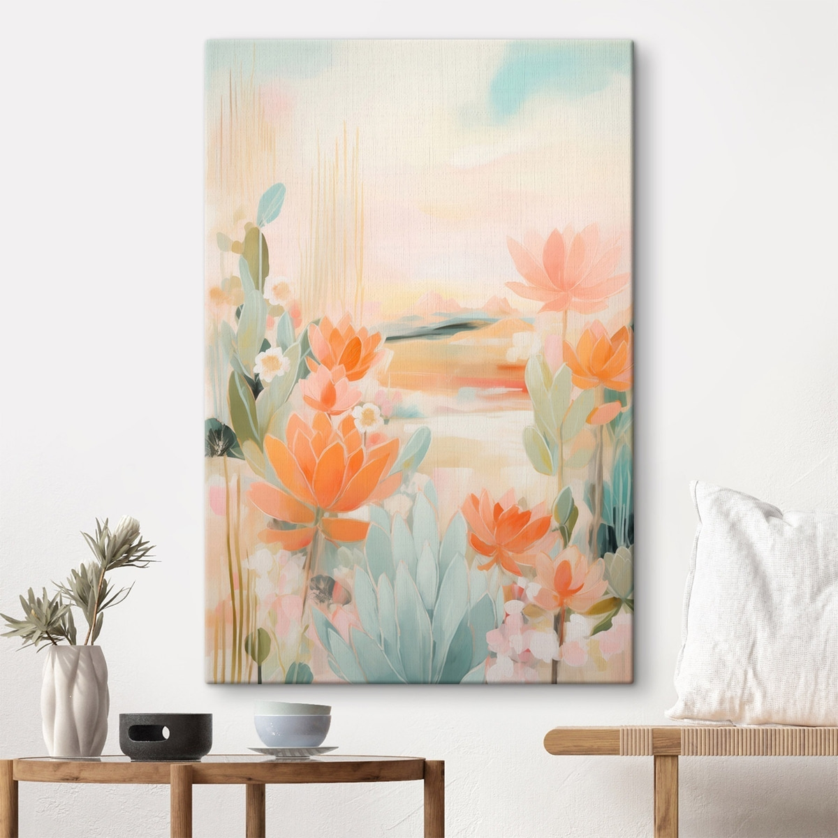 Peisaj floral roz-albastru — interior 1