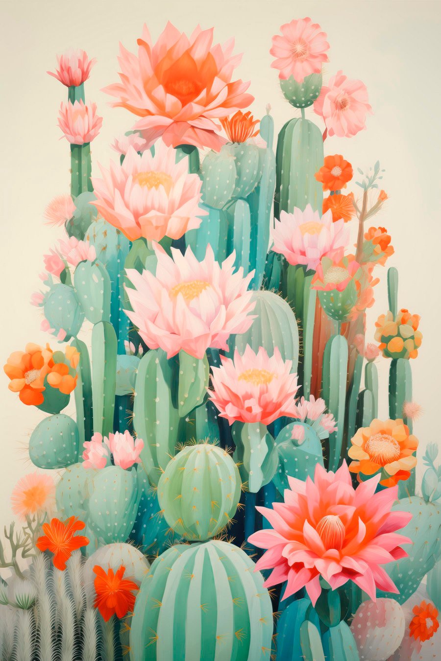 Cactuși înfloriți — design complet