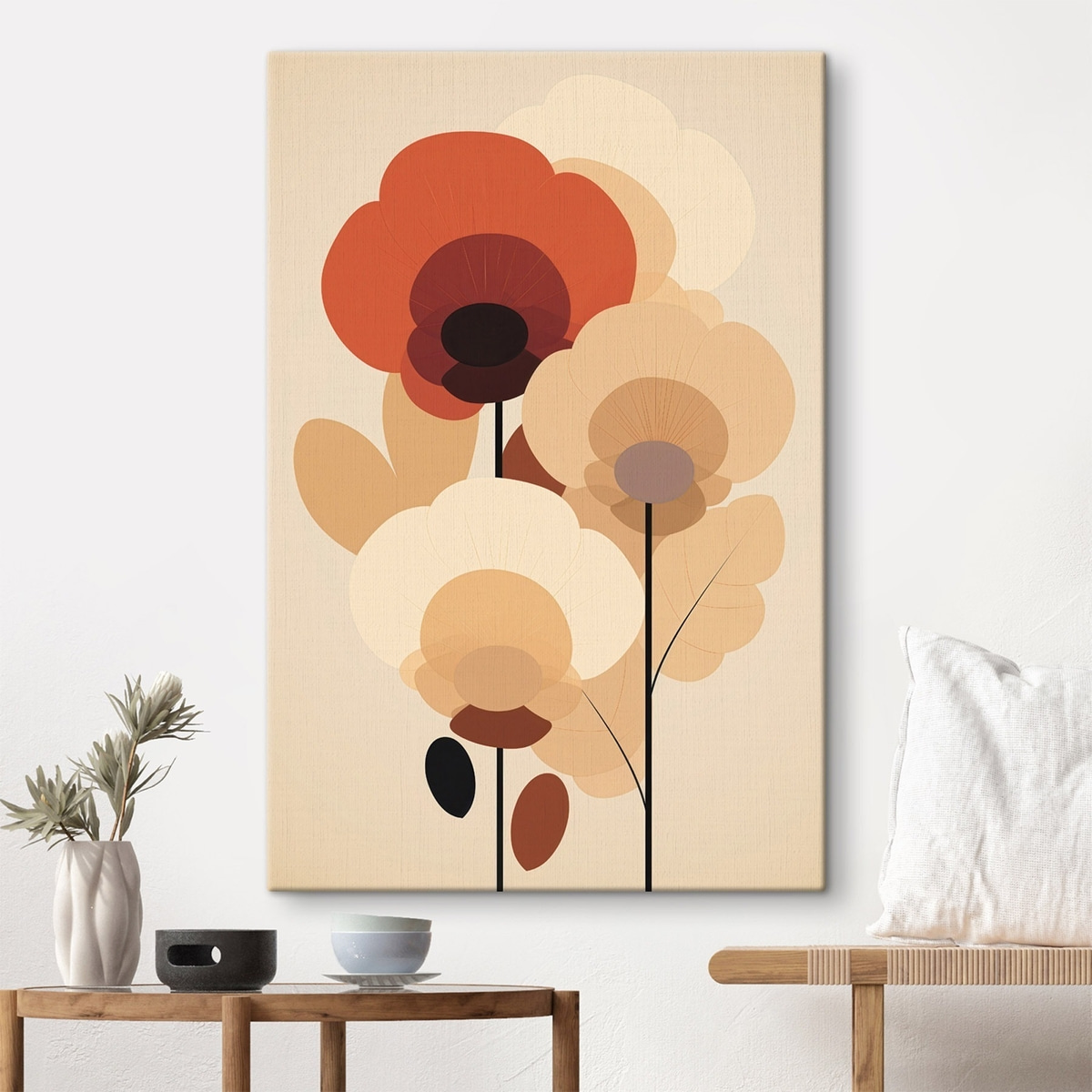 Flori abstracte în bej — interior 1