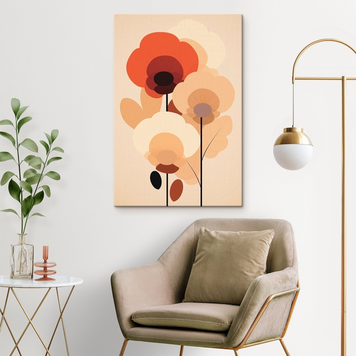 Flori abstracte în bej — interior 3