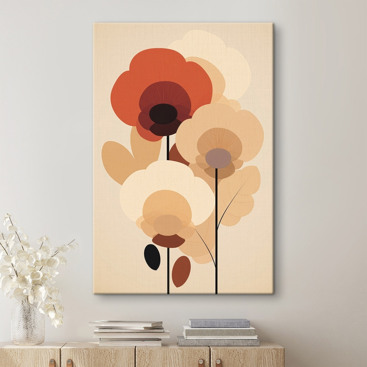 Flori abstracte în bej — interior 2