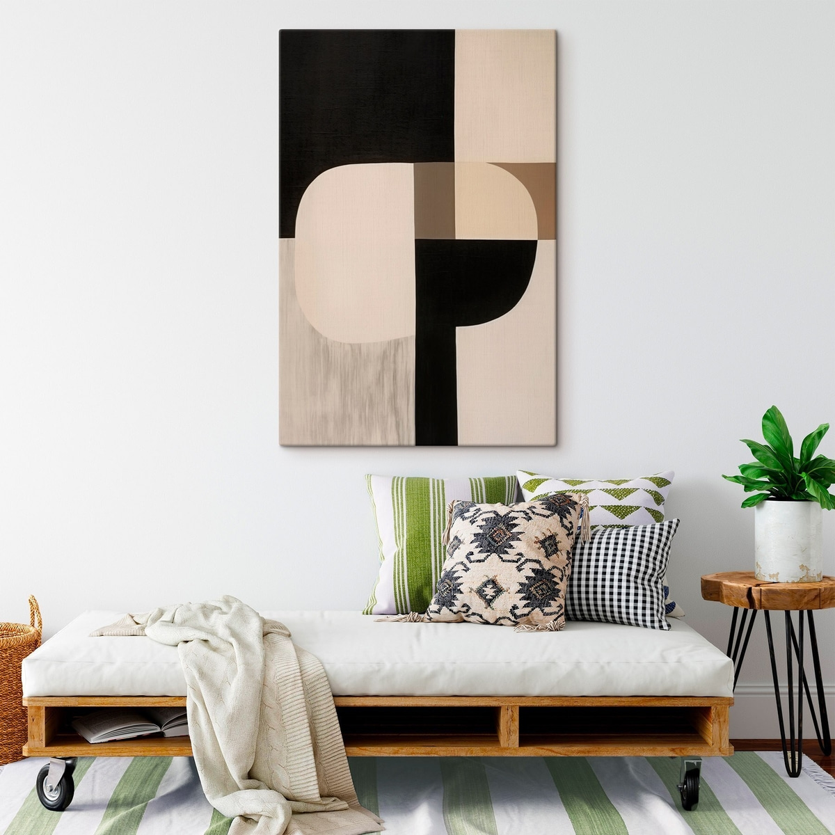 Abstracție geometrică monocromă — interior 1