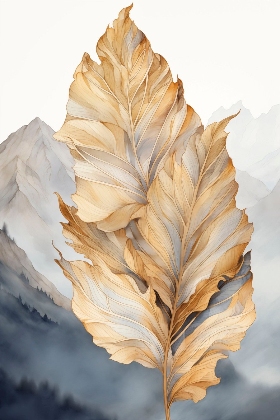 Frunze abstracte la munte — design complet