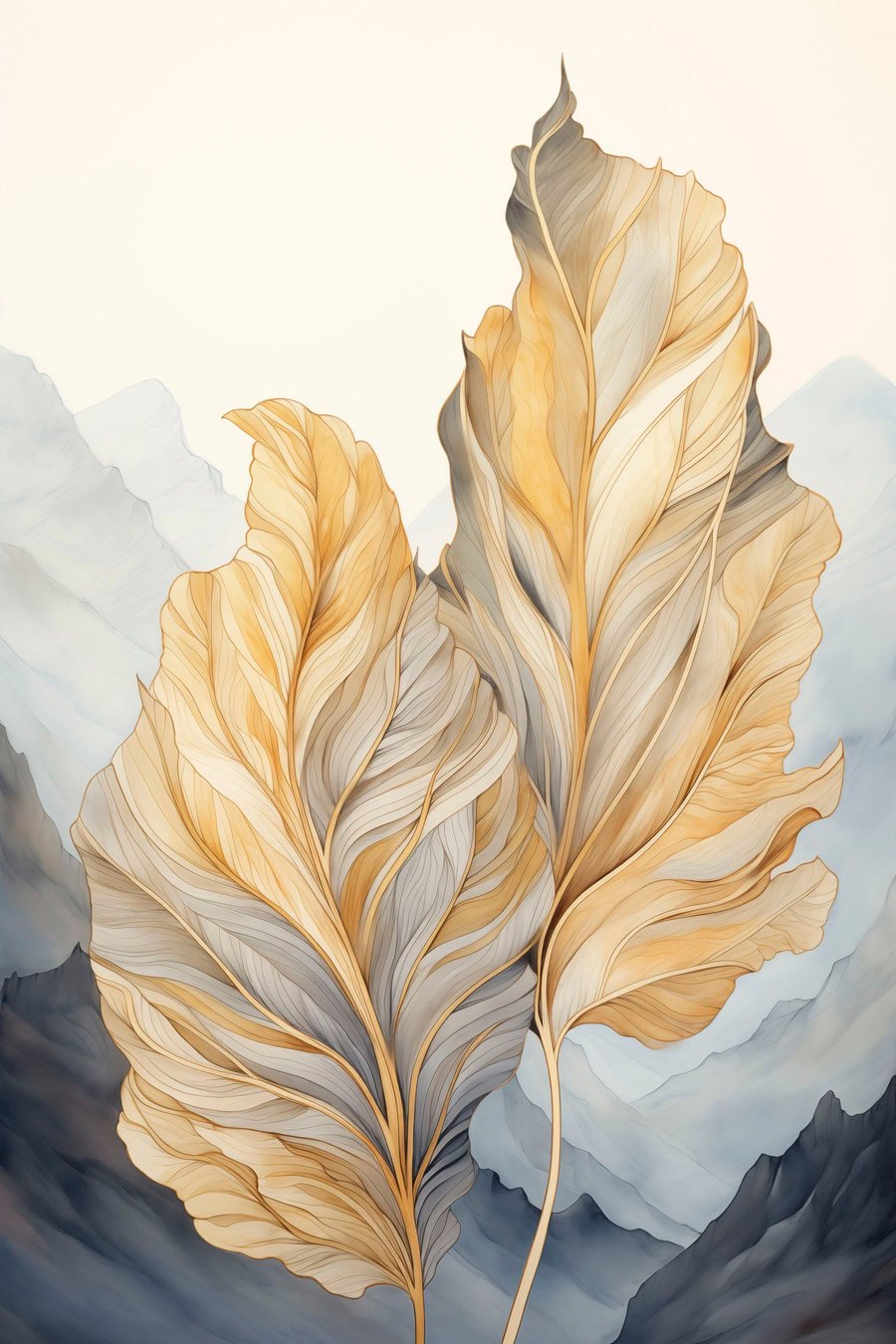 Frunze abstracte la munte — design complet