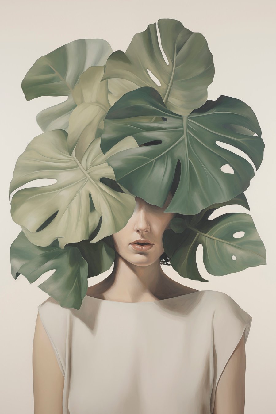 Portret abstract, monstera — design complet