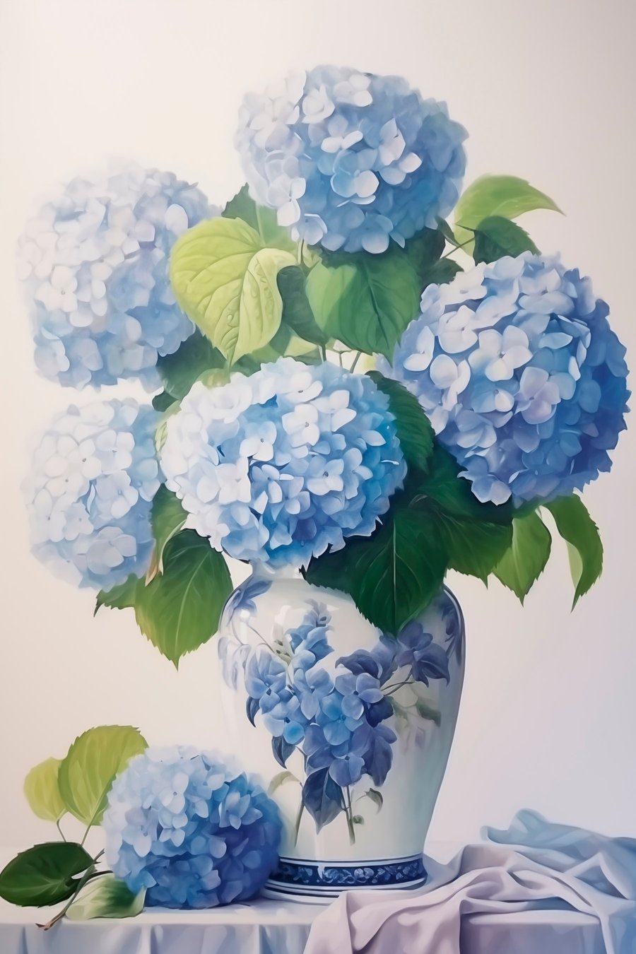 Hortensii în vază — design complet