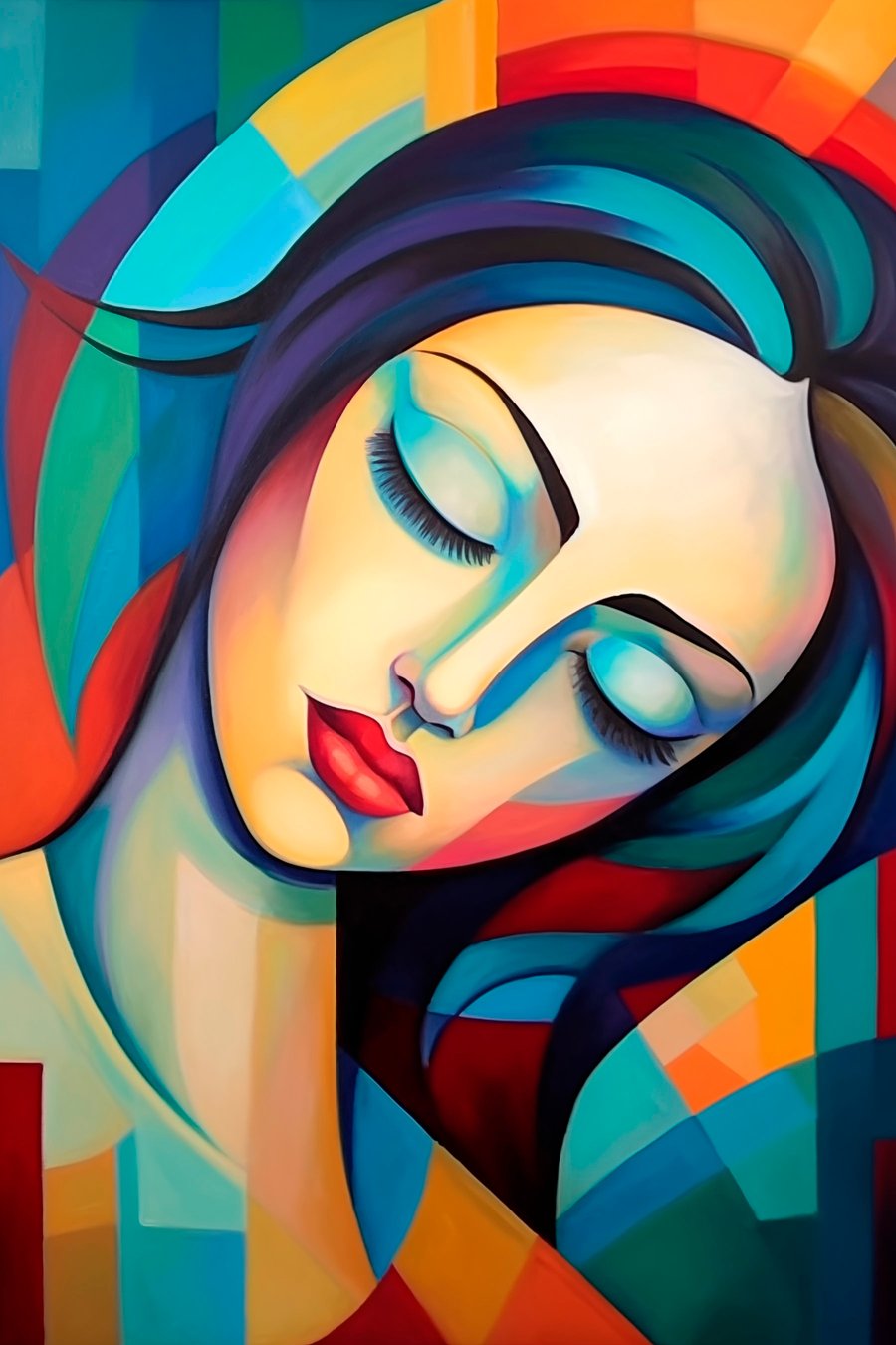 Portret abstract de fată — design complet