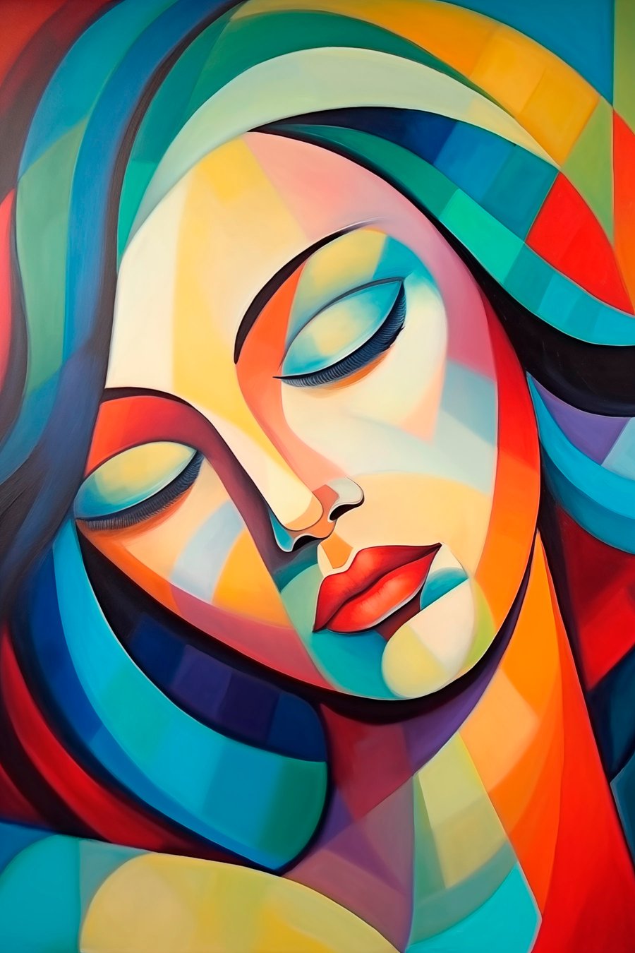 Portret abstract de fată — design complet