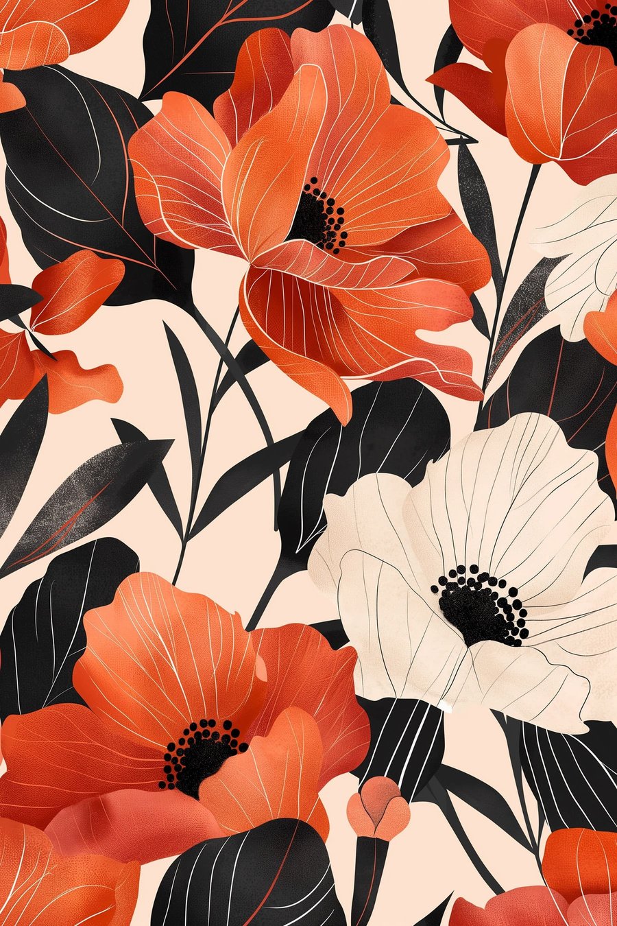 Flori mari colorate — design complet