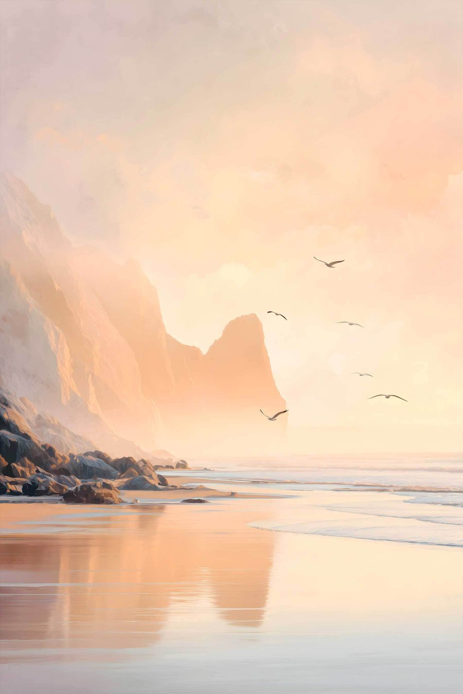 Ocean și munți dimineața — design complet
