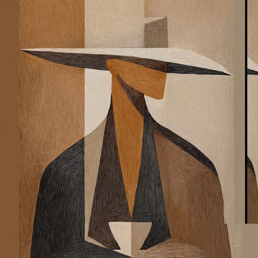 Portret abstract cu pălărie — design complet