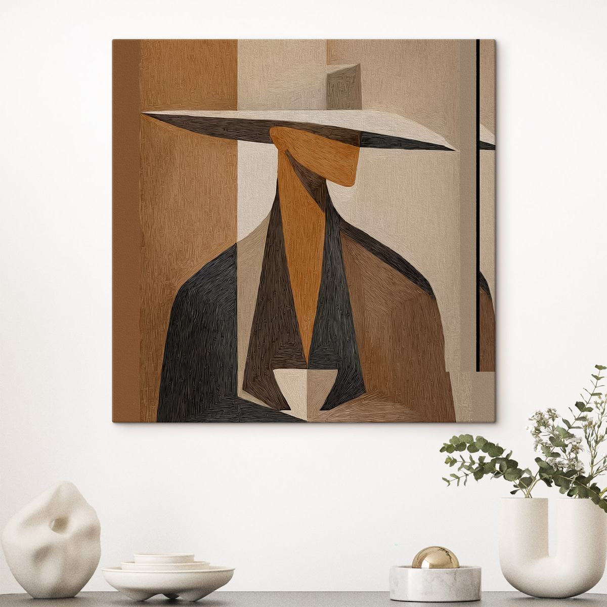 Portret abstract cu pălărie — interior 1