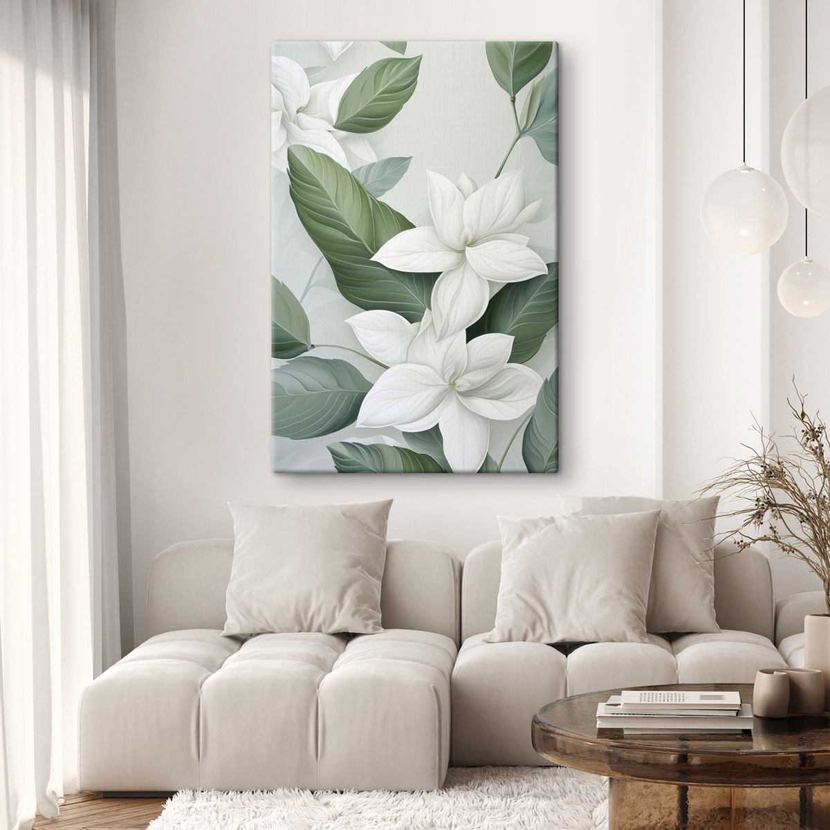 Flori albe, frunze verzi — interior 1