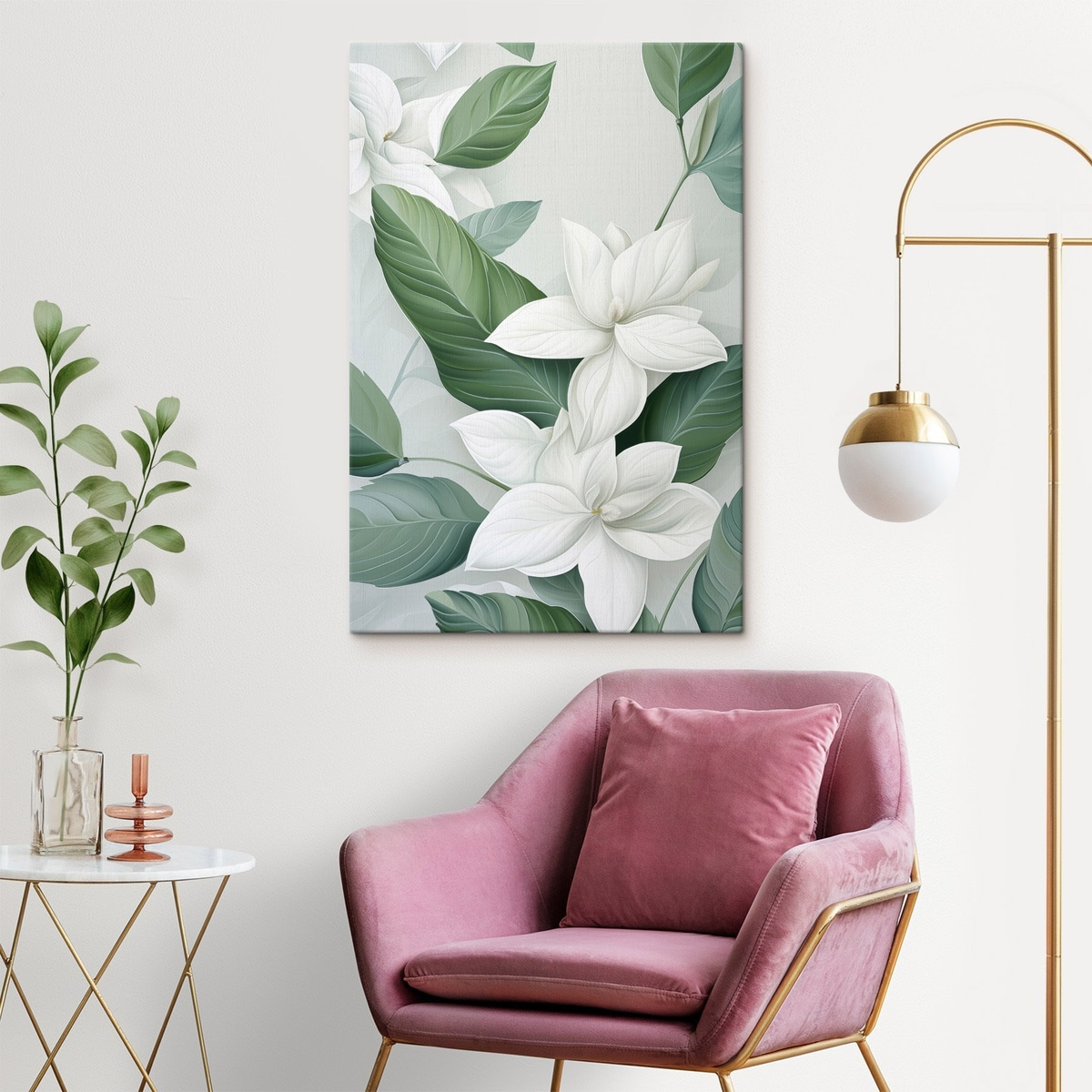 Flori albe, frunze verzi — interior 2