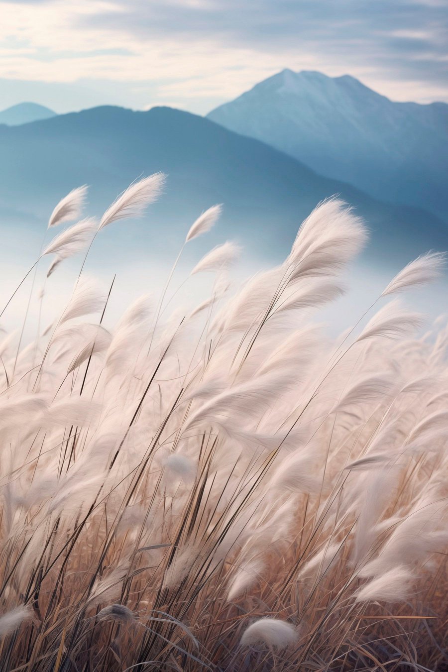 Pampas alb în vânt — design complet