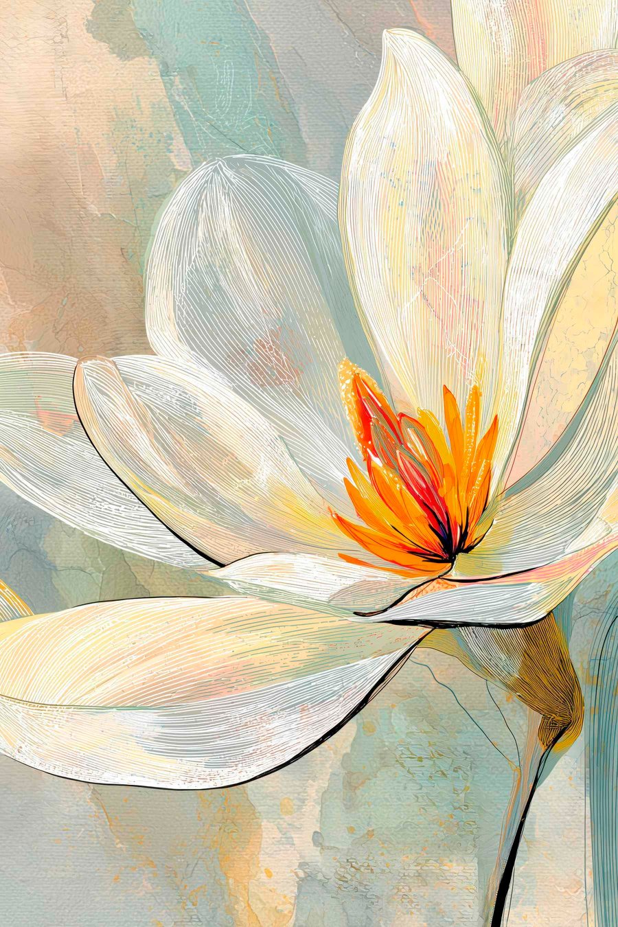 Magnolii abstracte în pastel — design complet