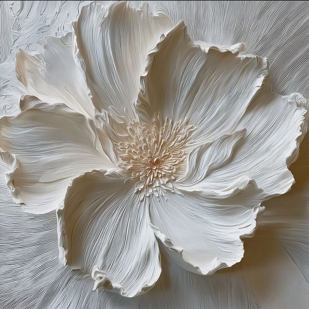 Relief floral alb — design complet