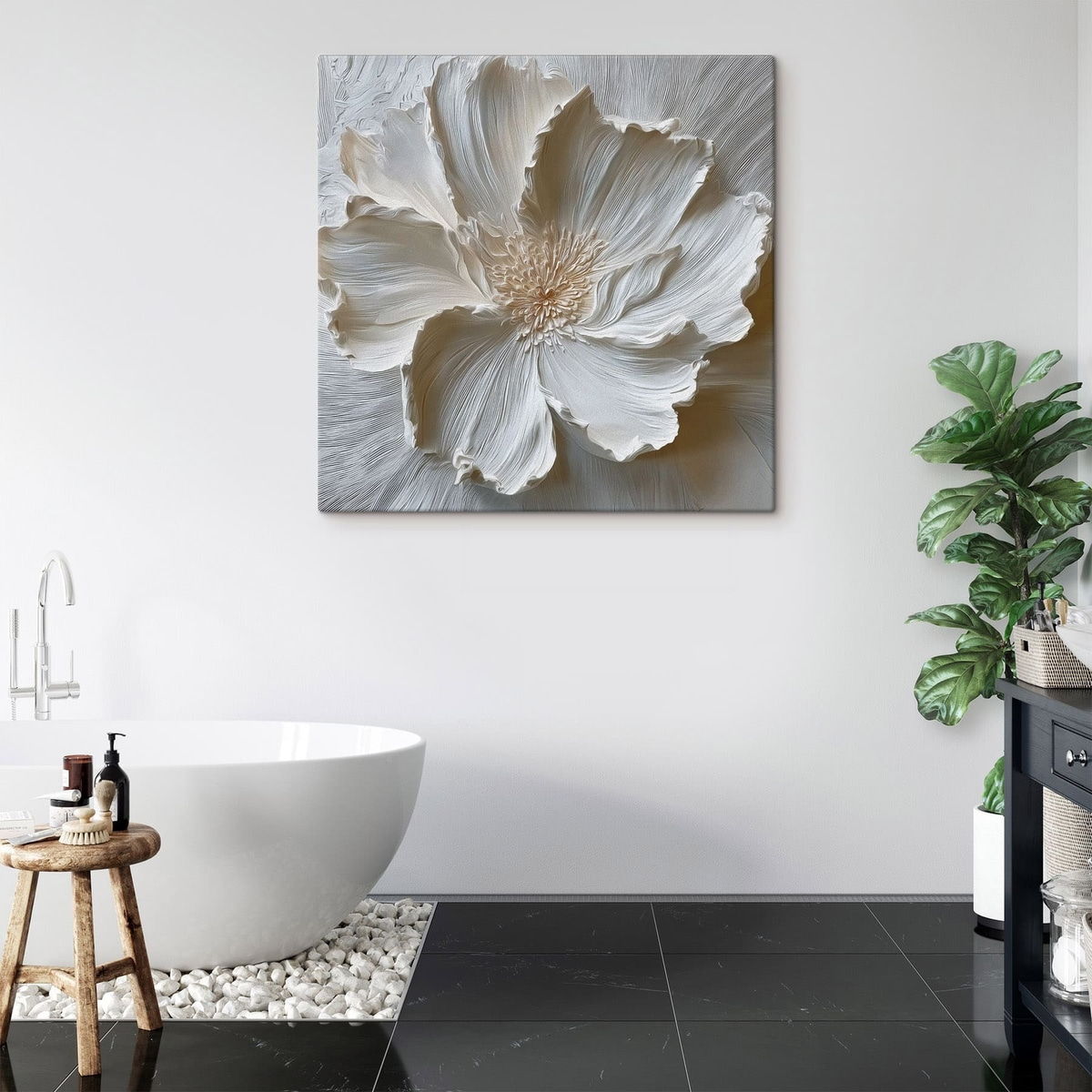 Relief floral alb — interior 1