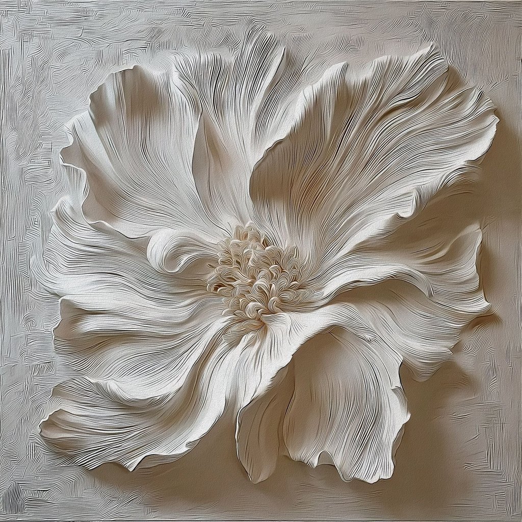 Relief floral alb — design complet