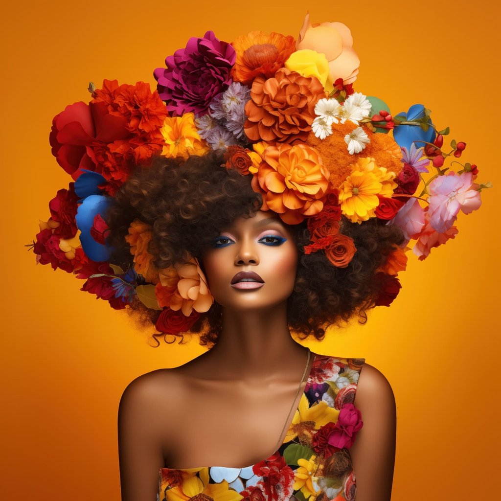 Femeie cu cunună florală — design complet