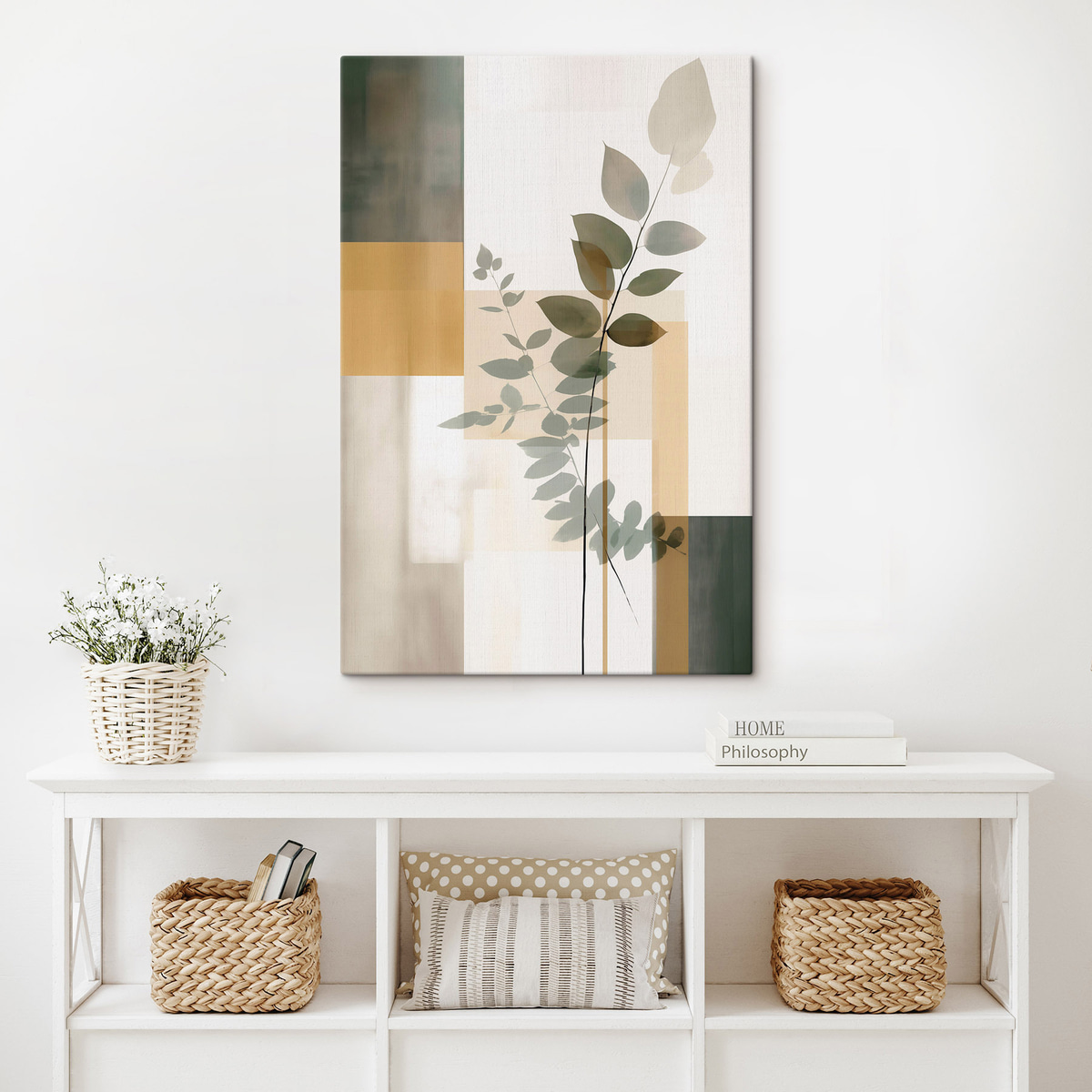 Abstracție geometrică cu frunze — interior 1