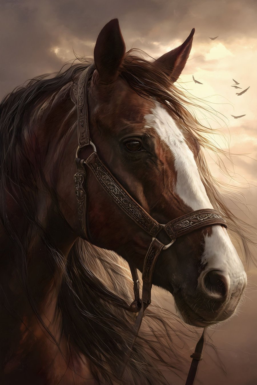 Portret de cal brun — design complet