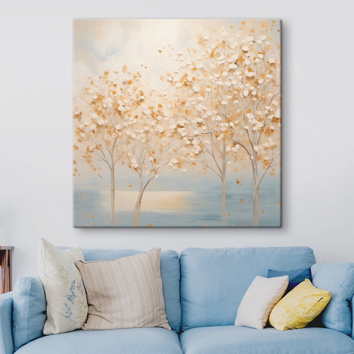 Copaci pe albastru deschis — interior 1