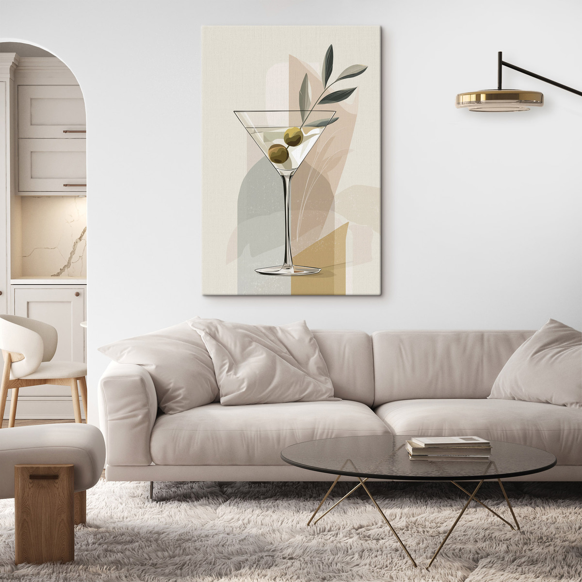 Vază minimalistă cu ramură într-un interior