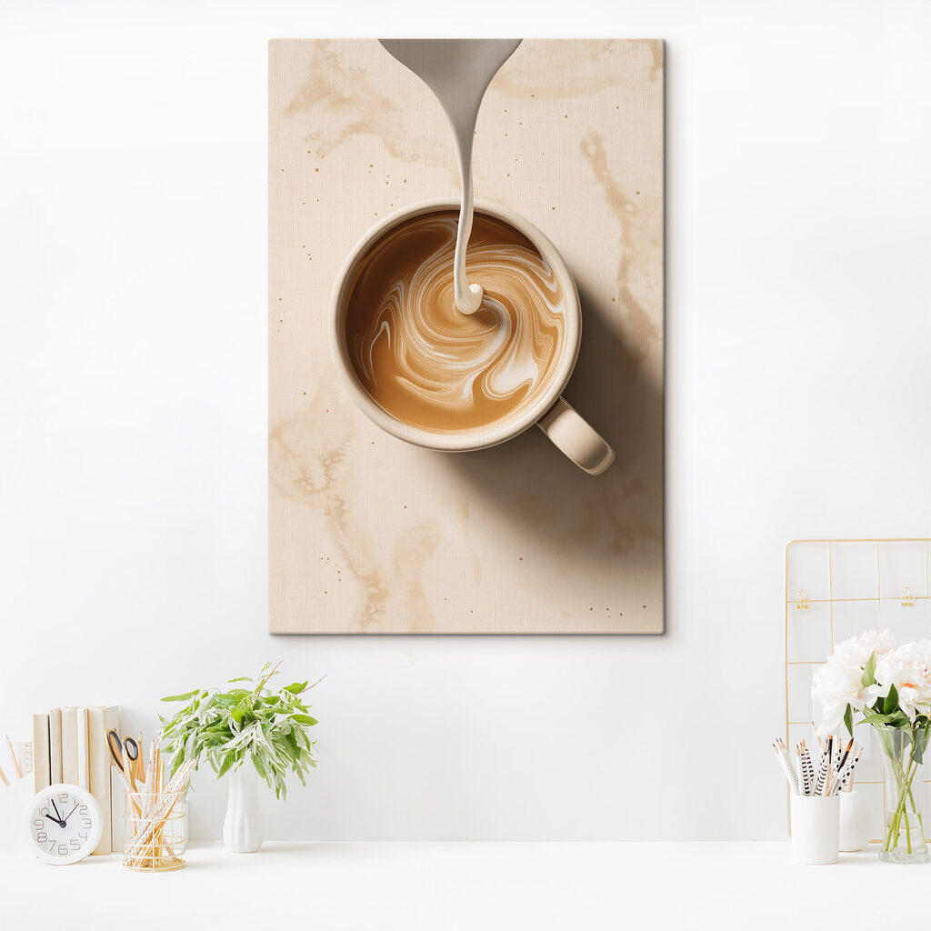 Cafea cu lapte într-un interior