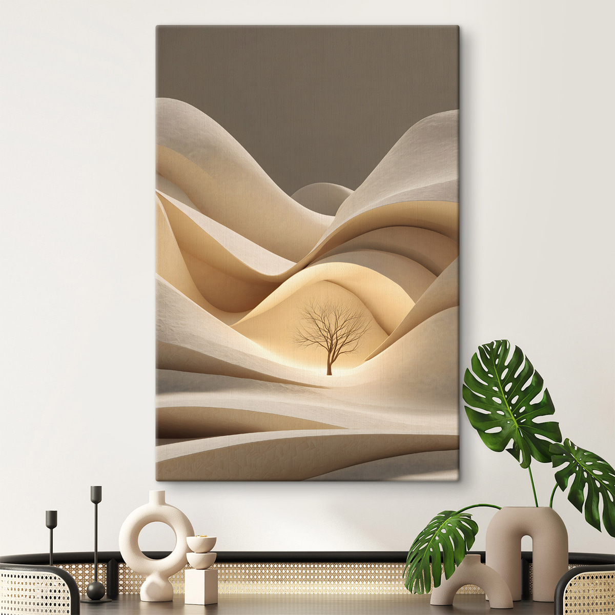 Peisaj suprarealist cu copac — interior 1