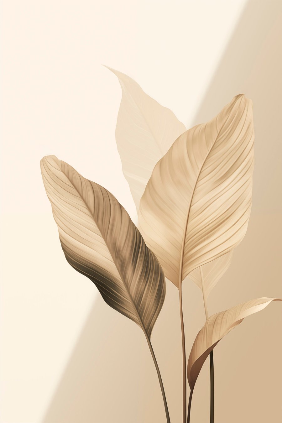 Frunze tropicale bej-maro — design complet