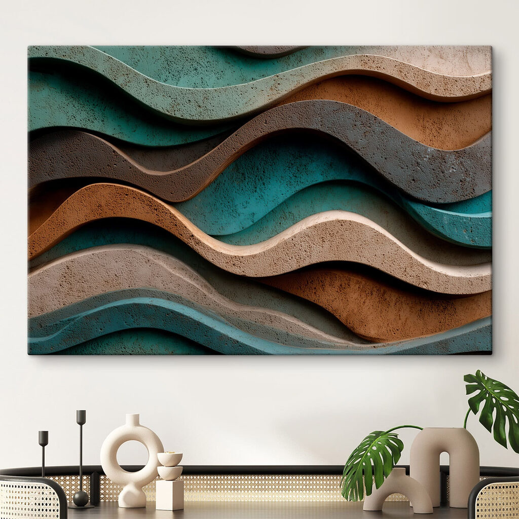 Straturi ondulate verde-maro într-un interior