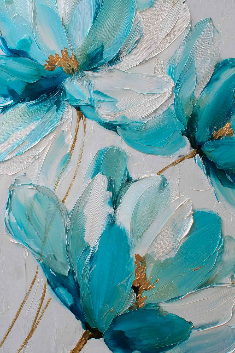 Flori albastre în impasto — design complet