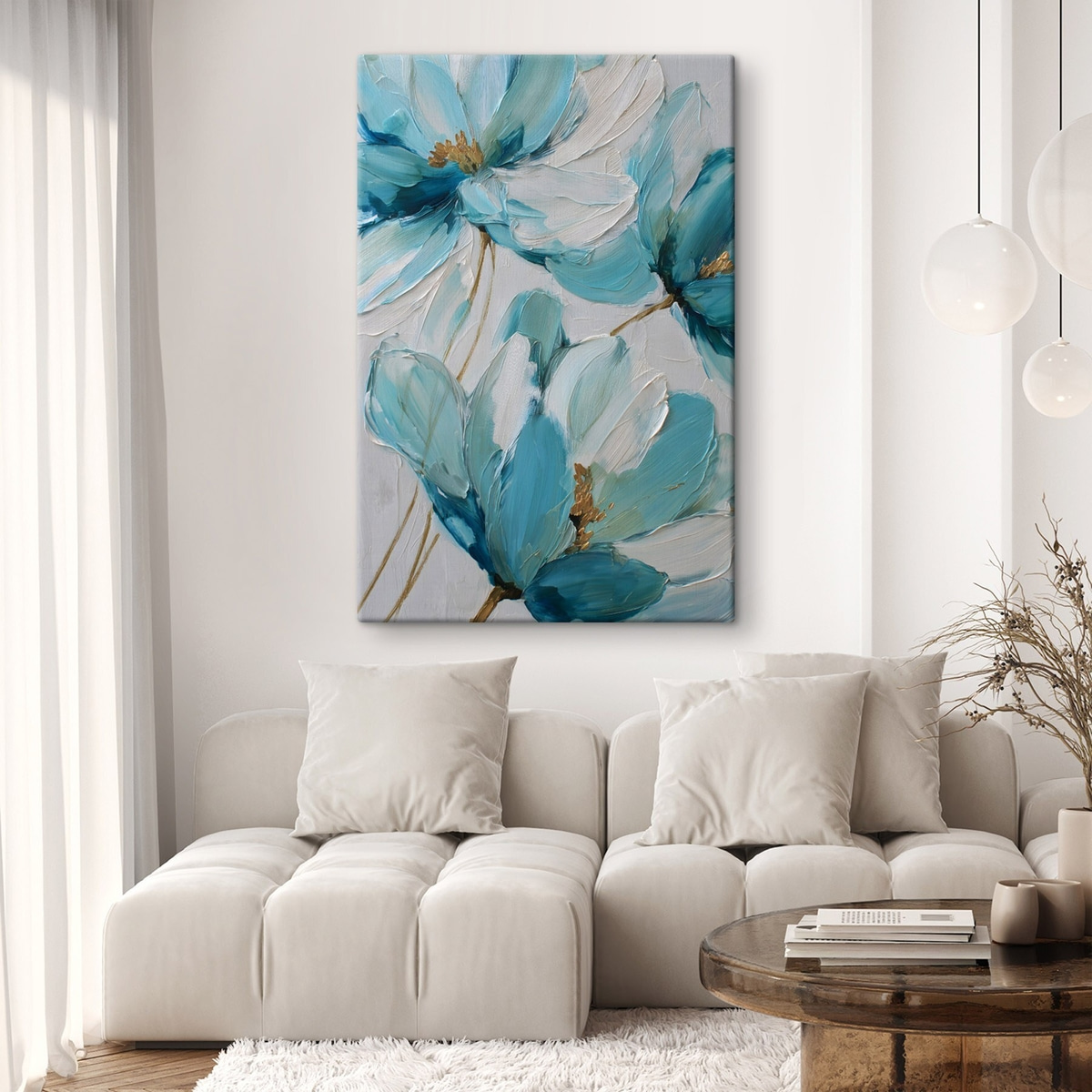 Flori albastre în impasto — interior 2