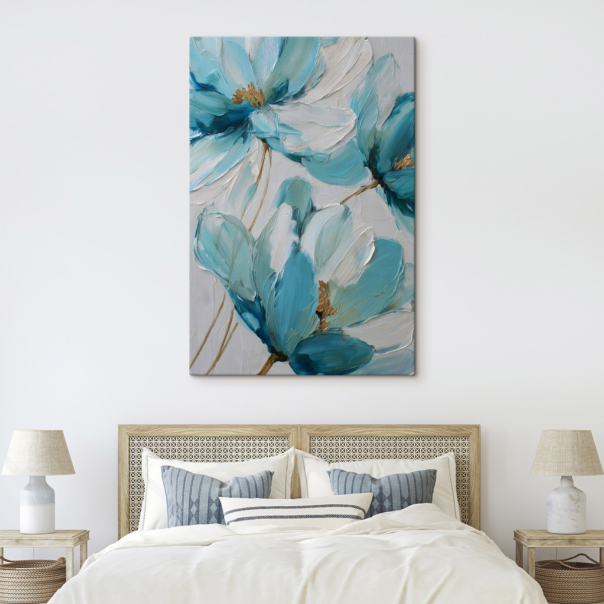 Flori albastre în impasto — interior 1