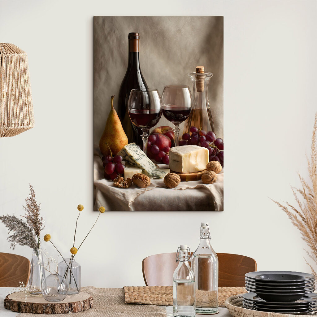 Natură statică cu vin într-un interior