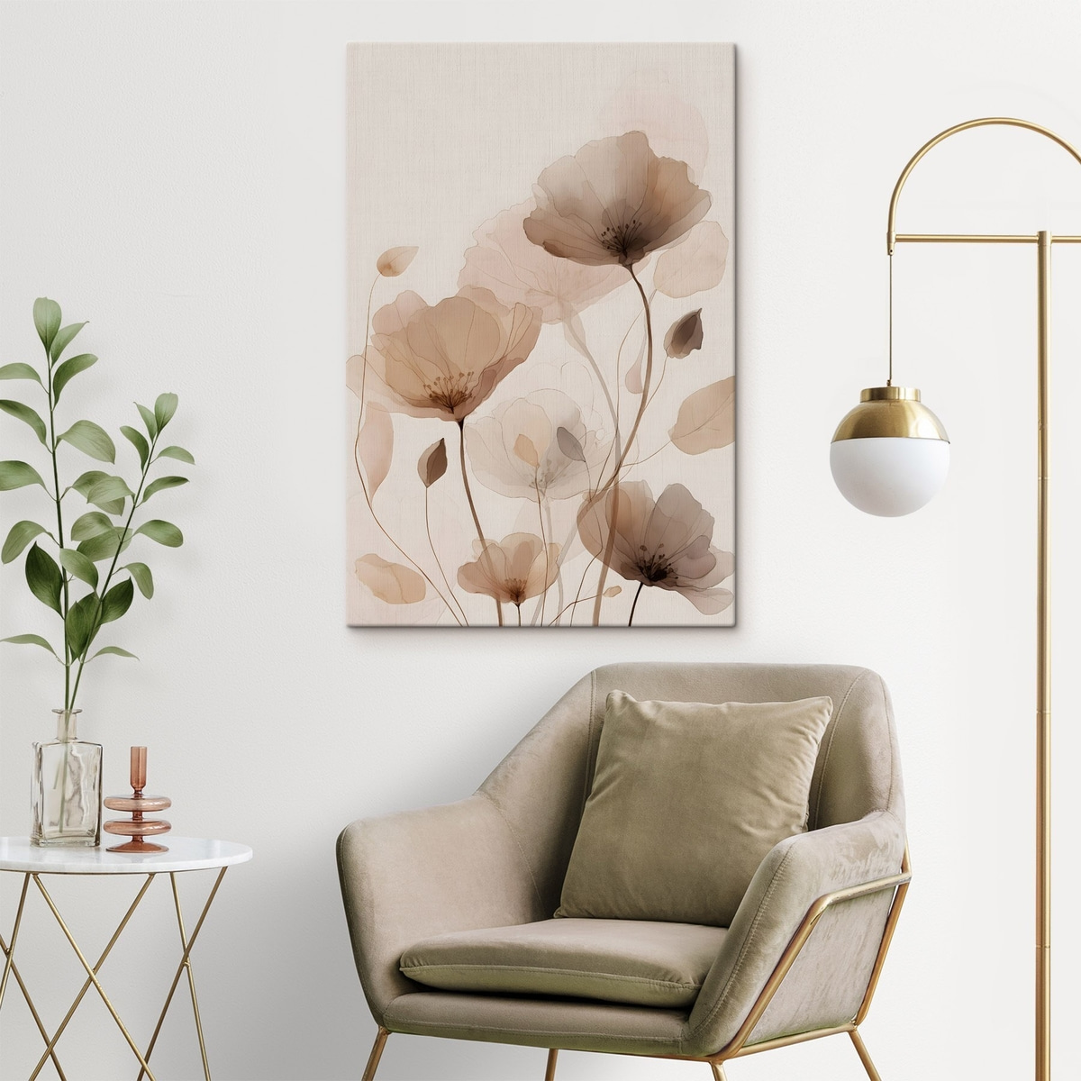 Flori în acuarelă maro — interior 2