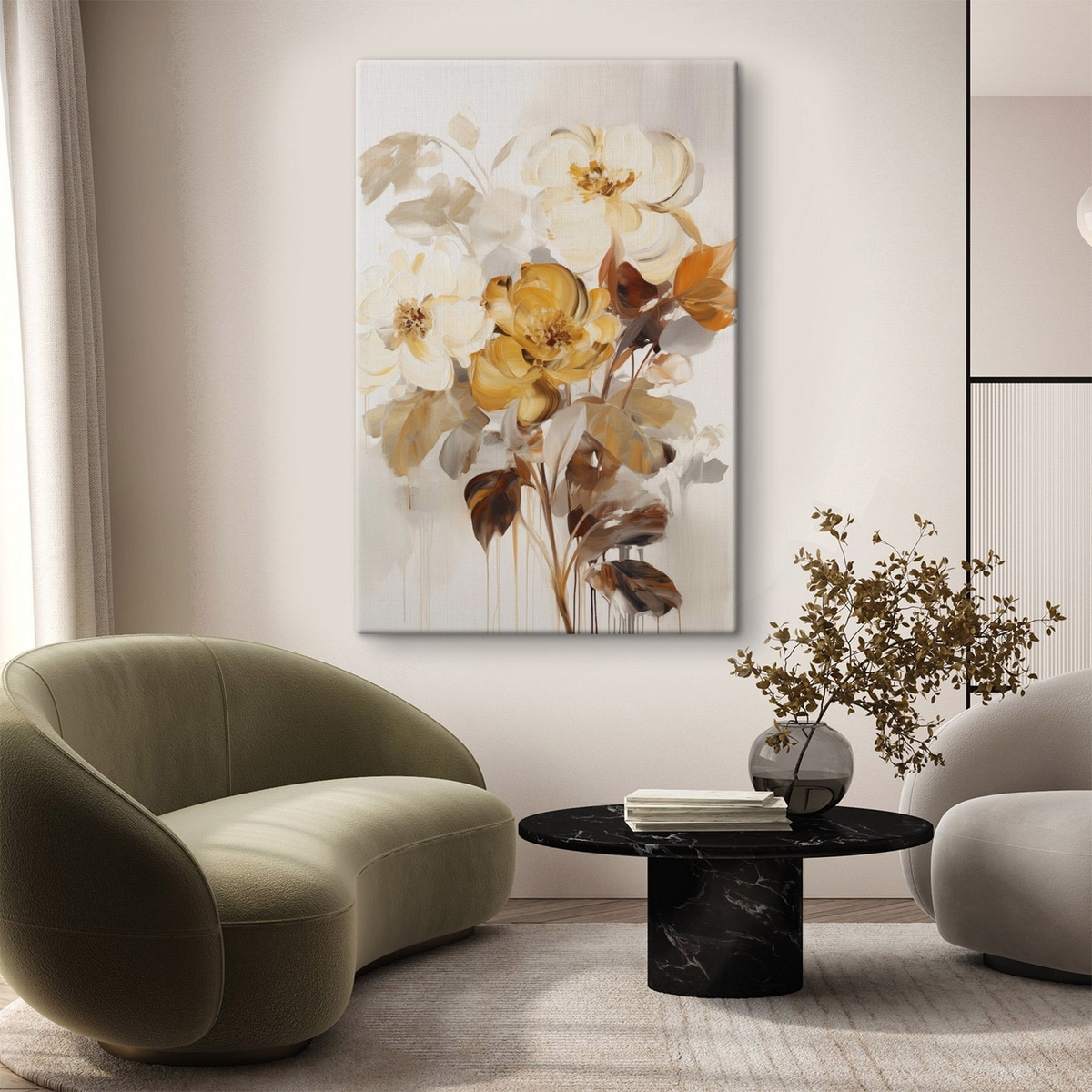 Flori abstracte în tușe — interior 1