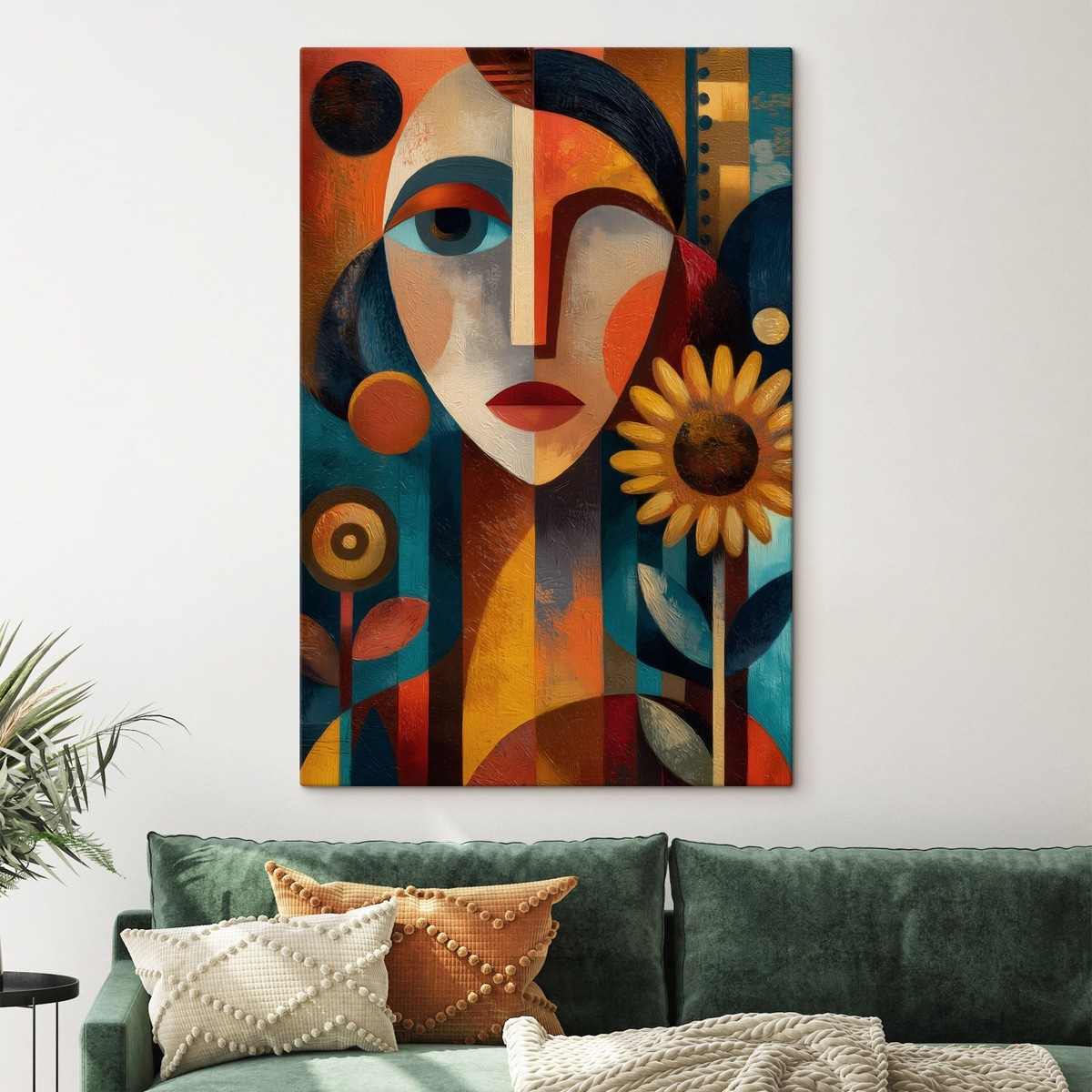 Portret abstract, stil etnic într-un interior